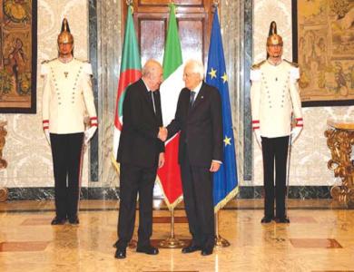 رئيس الجمهورية يخص باستقبال رسمي من طرف نظيره الإيطالي